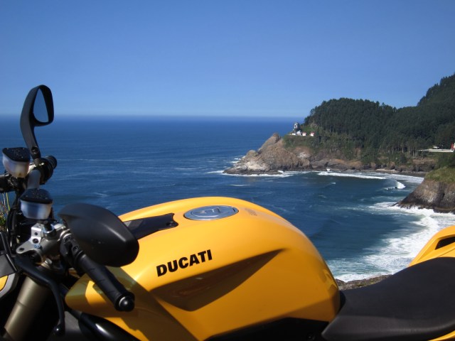 The Yellow Ducati and the Heceta Lighthouse. September 23rd, 2012