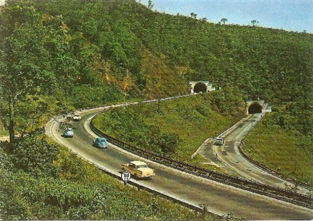 Old postcard of Highway in Brazil, near São Paulo.