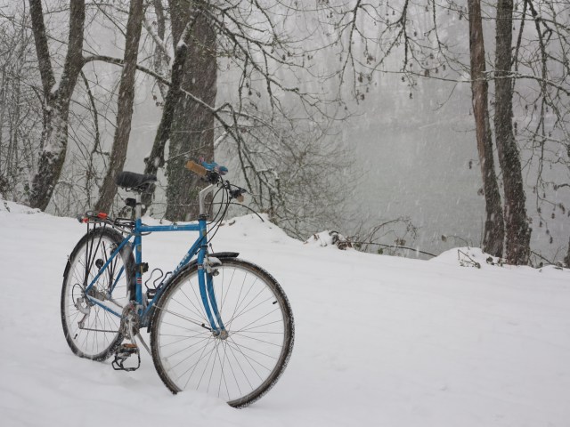 The bicycle and the snowstorm