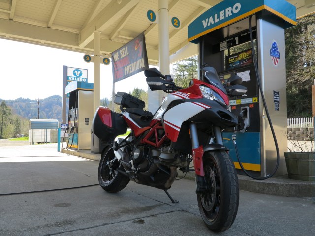 At the Mapleton gas station.