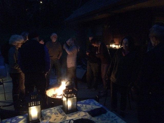 Dinner then talking around the fire pit