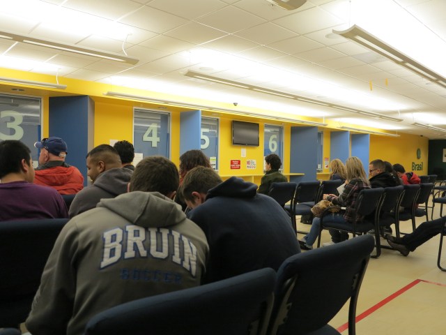 At the consulate, just before windows opened