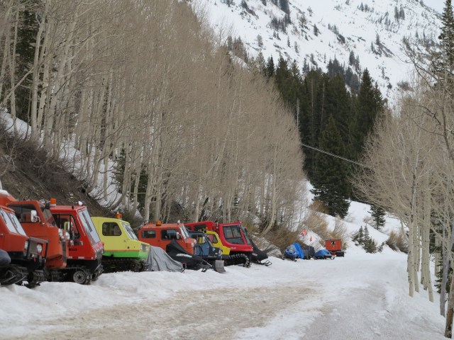 Snow machines, end of ski season, Snow Bird, Utah