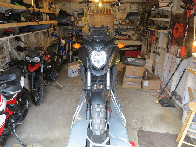 Bike strapped to the lift