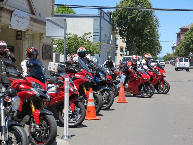 Exclusive motorcycle parking in front of the Black Lightening Cafe