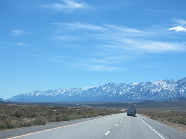 Close to the entrance to Death Valley, following Scott's RV.