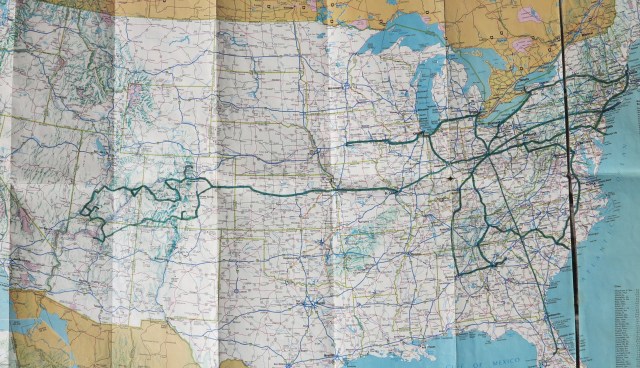 My first map of the USA, with two years of travel documented. This map is old...